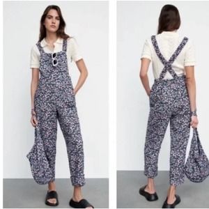 ZARA FLORAL PRINTED OVERALLS
